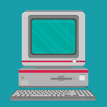 Vintage Personal Computer. Vector Illustration.