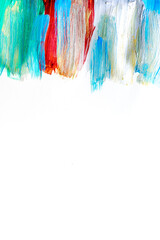 Artists oil paints multicolored abstract texture top view space for text