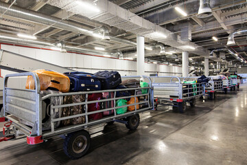 Baggage sorting department at the airport