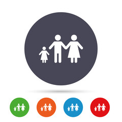 Complete family with one child sign icon.