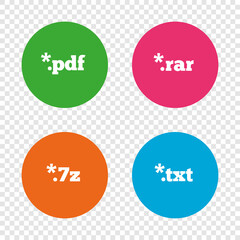 Document signs. File extensions symbols.