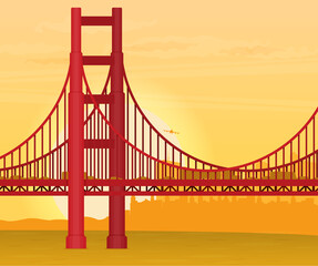 Golden Gate Bridge illustration flat vector.
