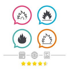 Fire flame icons. Heat signs.