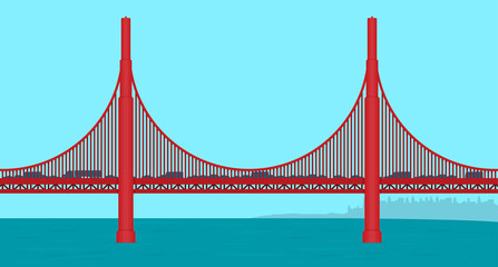 Golden Gate Bridge illustration flat vector.