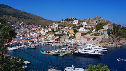 Photo of picturesque island of Hydra on a spring morning, Saronic Gulf, Greece