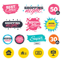 For sale icons. Real estate selling.