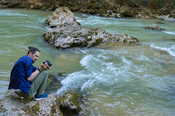 Photographing a mountain river