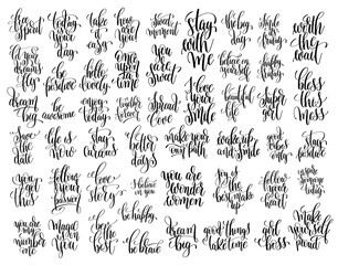 set of 50 hand written lettering motivational quotes