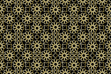 Vector illustration of seamless pattern with arabian ornament in golden style