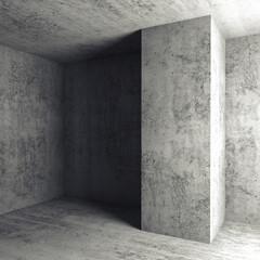 Empty room with concrete walls and columns. 3d