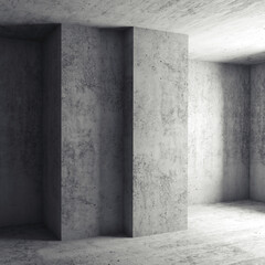 Empty room with concrete walls. 3d illustration