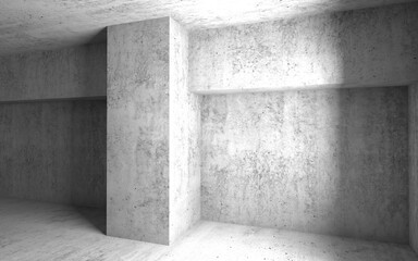 Empty ggray concrete room interior. Abstract 3d