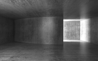 Abstract 3d dark room with glowing doorway