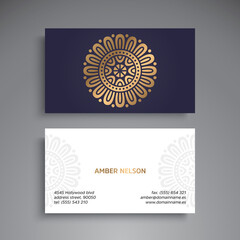 Business Card. Vintage decorative elements. Ornamental floral business cards or invitation with mandala