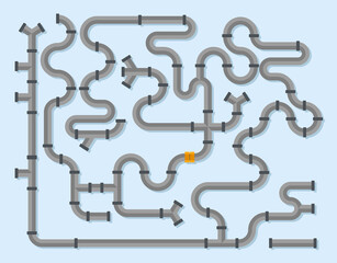 Vector illustration of pipes system concept on a blue background