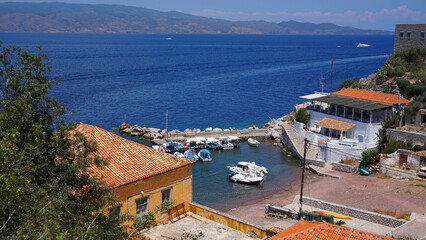 Photo of picturesque island of Hydra on a spring morning, Saronic Gulf, Greece © aerial-drone