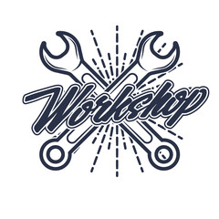 Naklejka premium Vintage vector mechanic logo label