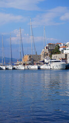 Naklejka premium Photo of picturesque island of Hydra on a spring morning, Saronic Gulf, Greece