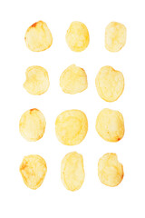 Potato chips isolated on white