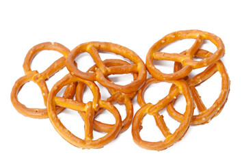 glazed and salted pretzels isolated on white background