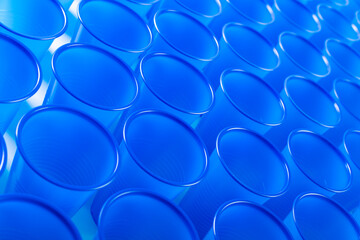 blue disposable plastic glasses