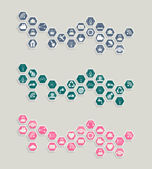 Set of Internet symbols in polygon