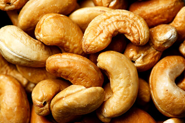 Heap of cashew nuts close-up