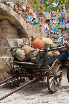 Cart with clay pots in Cappadocia
