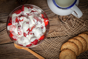 Strawberries with cream.