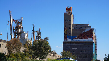 Photo of industrial zone in port of Peiraeus, Attica, Greece