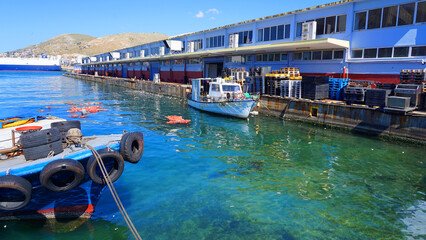 Photo of industrial zone in port of Peiraeus, Attica, Greece