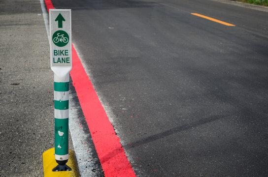 Road signs of bicycle lane in Thailand.