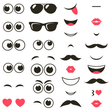 set of cartoon eyes and mouths