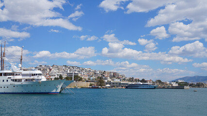 Naklejka premium Photo in Marina Zeas port in Peiraeus, Attica, Greece