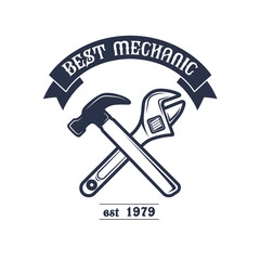 Vintage vector mechanic logo label