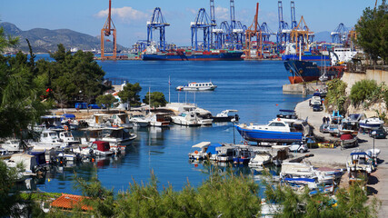 Photo of port of Peiraeus industrial area, Attica, Greece