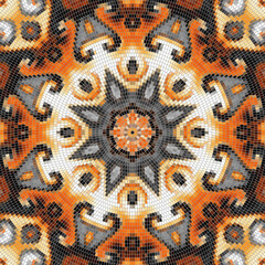 Seamless background pattern. Decorative symmetric mosaic pattern.