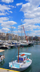 Photo in Marina Zeas near port of Peiraeus on a spring morning, Attica, Greece