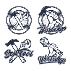 Vintage vector mechanic logo label