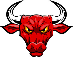 Red bull mascot face. Vector illustration
