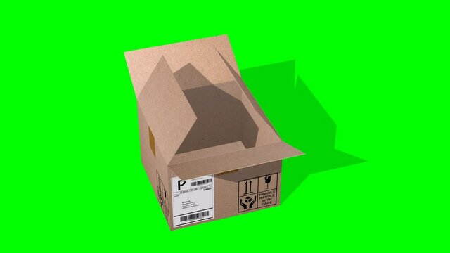 
hipping cardbox opens animation on green screen