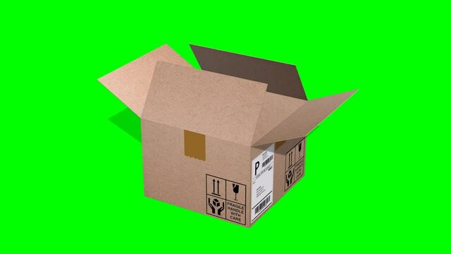 
hipping cardbox opens animation on green screen