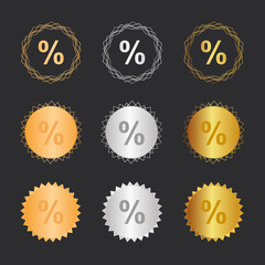 Prozent Rabatt - Bronze, Silber, Gold Medaillen