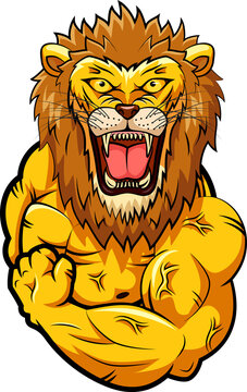 Lion strong mascot. Vector illustration