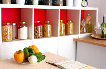 Pile of organic vegetables on a wooden table