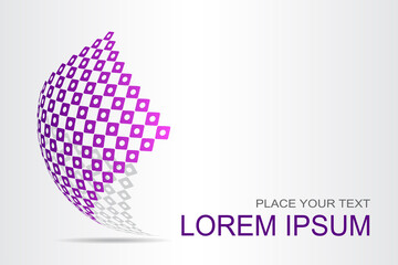 Logo stylized spherical surface with abstract shapes