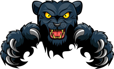 Panther ripping through background. Vector illustration