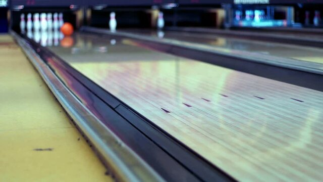 Bowling ball on bowling lane