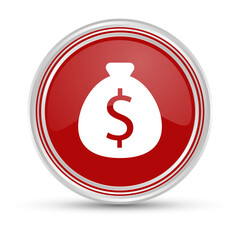 Roter Button - Geldsack Dollar