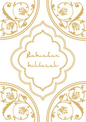 Ramadan mubarak. Typographic design greeting card for Islamic holiday. Beautiful Arab pattern. Vector illustration;